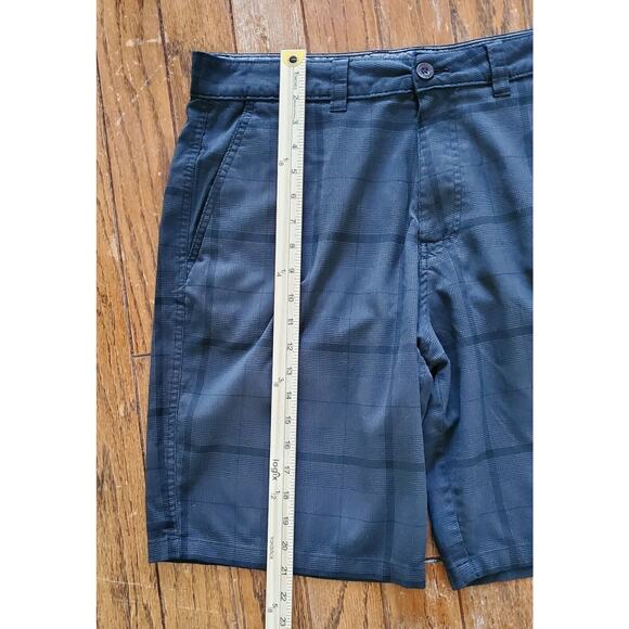 Oneill Shorts Mens Size 34 Dark Gray Plaid Flat Front Bermuda 10 Inch Inseam - Picture 5 of 7